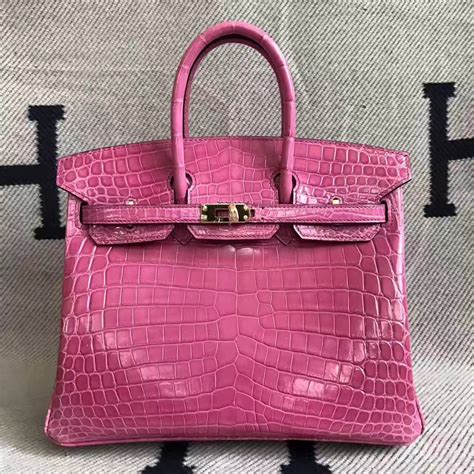 small pink hermes bag|Hermes pink crocodile birkin bag.